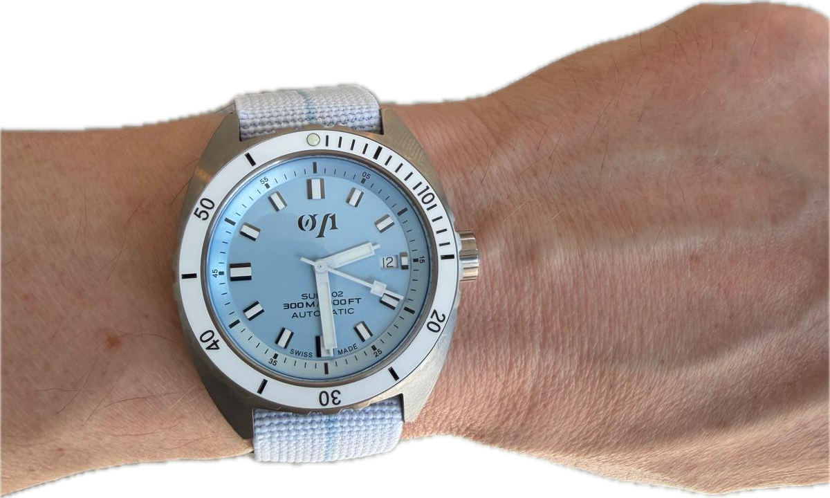 Bracelet Marna Blanc ligne bleue glacier 22 mm