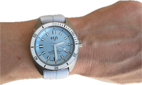 Bracelet Marna Blanc ligne bleue glacier 22 mm
